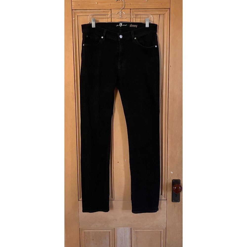 S7 For All Mankind Mens Vintage Y2K Slimmy S7 Jeans Size 34x32 Black Dark AN EXC - Picture 3 of 12